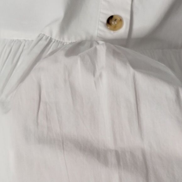RHODE Dress Size Med White Nisha Puff-Sleeve Cotton Poplin Pockets Unlin… - Picture 15 of 16